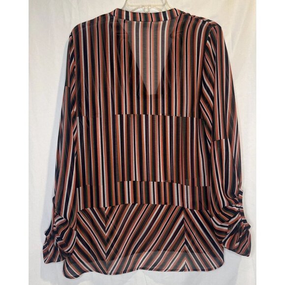 CAbi Women’s Colorful Striped Sheer Balloon Sleeve Ultimate Blouse Top Sz S - Picture 4 of 9